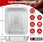 Aluminum Pans Half Size, 9x13, Heavy Duty Disposable Foil Pans for Baking, Roasting, Cooking, Heating, Storing, Deep Tin Foil Bakeware for Oven, Steam Table Tray, Cookware, Food Prepping (40 Pack)