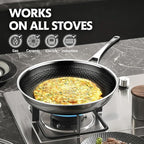 Non Stick Frying Pans, 12 inch Hybrid Frying Pans Nonstick,non stick Stainless Steel Skillets, Dishwasher/Oven Safe Cookware, Induction Compatible, PFOA Free Cookware