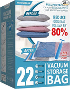 22 Vacuum Storage Bags with Hand Pump, 80% Space Saver Vacuum Seal Storage Bags for Clothing, Travel Lugggage, Blankets, Comforters