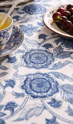 patdrea Designer Vintage Blue Floral Tablecloth for Square Table,Linen Paisley Breathable Pattern Table Cloth,Home Cover Decor for Kitchen Dining Christmas,Thanksgiving,67"x67"-Lantang a