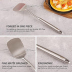 18/10 Stainless Steel Spatulas Set - All Metal Spatulas for Kitchen Use or Outdoor Grilling, 14.7″ Long, Non Toxic, Heavy Duty, Commercial, Chef Grade - 1 Slotted Spatula + 1 Solid Turner for Cooking