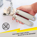 PrinChef Can Opener Manual, Can Tin Bottle Opener with Magnet - No-Trouble-Lid-Lift, Handheld Can Opener Smooth Edge with Sharp Blade, Heavy Duty and Easy to Use, for Seniors with Arthritis, White