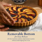 Patz&Patz Classic Tart Pan 9 Inch Removable Bottom with Patented Silicone Crust Shaper | Nonstick Carbon Steel Quiche Baking Dish, Fruit Tart Molds for Baking, Quiche Pan & Pie Mold - PFOA & PTFE-Free