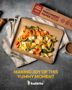Unbleached Parchment Paper Roll for Baking 12in x 262ft, 260 Sq.Ft, Heavy Duty & Non-stick Baking Paper with Slide Cutter, Brown Parchment Paper for Cooking, Air Fryer, Steaming, Bread