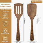 Wooden Spatula for Cooking 12 Inches Wood Spatula Slotted Turner Cooking Utensils for Nonstick Cookware, Kitchen Spatulas for Fish, Eggs, Pancakes, 2 Pack