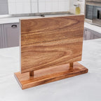 Magnetic Knife Holder, Double Sided Magnetic Knife Block, Without Knives, Wooden Universal Knife Stand, Strong Enhanced Magnets, Knife Display Rack for Kitchen Organizer