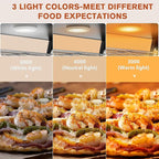 Whalefall Countertop Food Warmer with top Holder, 44 inch Commercial Food Warming Cabinet, tri-Color Lighting, w/Thermometer and Adjustable Thermostat for Cafeteria Kitchens Restaurants