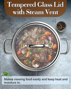 Cook N Home Stainless Steel Stockpot with Lid 7 Quart, Tri-Ply Clad Dutch Oven Soup Pot, Induction Cooking Pot, Silver