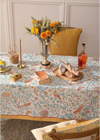 patdrea Designer Vintage Small Square Table Cloth,Yellow Linen Floral Birds Pattern Colorful Tablecloths,Decorative Table Cover for Kitchen Dining Banquet,Christmas,Thanksgiving,55"x55"-Magnolia
