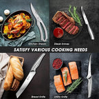 Kitchen Knife Set with Block, DDF iohEF 16 PCS Knife Sets for Kitchen with Block Japanese Stainless Steel, Ultra Sharp Chef Knife Set with Sharpener