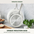 GreenPan Nova 8” & 10” 2 Piece Frying Pan Skillet Set, Oprah’s Favorite Things 2024, Induction Suitable PFAS-Free Nontoxic Ceramic Nonstick, Dishwasher & Oven Safe, Quick Even Heating, Cream White