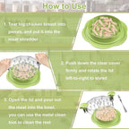 Chicken Shredder Large Chicken Breast Shredder Tool Twist with Brush&Fork, Visible Meat Shredder Machine, Anti-Slip Strip, Ergonomic Handle, BPA Free, Pork Beef Chicken(Matcha)
