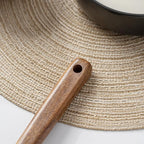 FJNATINH Wooden Soup Ladle Set, Kitchen Spoon Set Utensils, 4 Pcs Handmade Natural Teak Cooking Spoons, Long Handle Wooden Soup Ladle Spoon