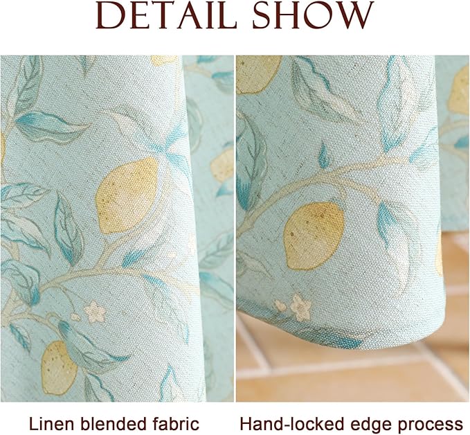 patdrea Designer Linen Green Tablecloth for Rectangle Table,Vintage Breathable Yellow Fruits Pattern Table Cloth,Decoration Cover for Kitchen Dining,Christmas,Thanksgiving,Party,55"x87"-Ania a