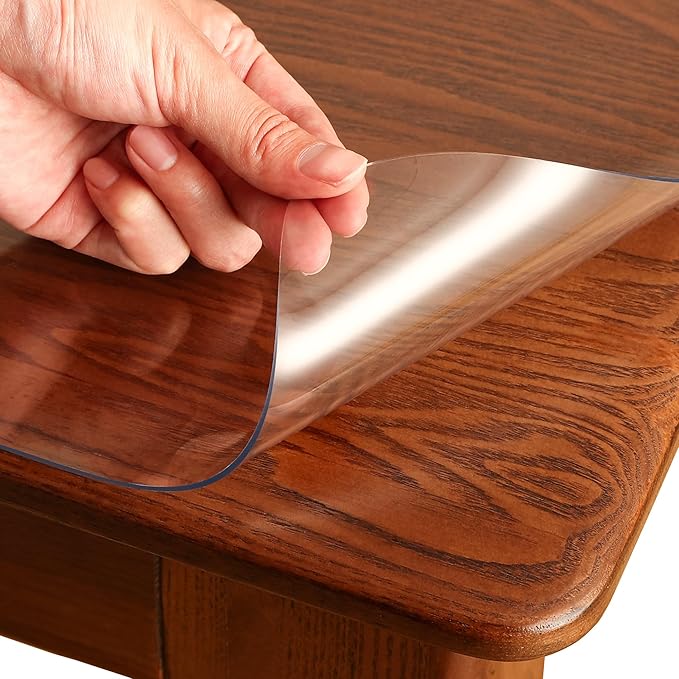 Clear Table Cover Protector Rectangle 42 x 90 Inch, 2.0mm Transparent Plastic Table Protector Waterproof, Anti-Scratch Clear Desk Mat for Office Desktop Dresser Dining Table, FDA Compliant