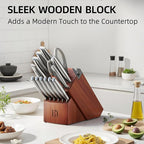 Knife Set Premium, Japanese High Carbon Stainless Steel 14 Pcs Kitchen Knives Block Set with Built-in Sharpener and Wood Block, Razor Sharp Knife Sets for Kitchen with Ergonomic Handle