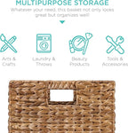 Best Choice Products 10.5x10.5in Pack of 5 Cube Storage Baskets, Water Hyacinth Multipurpose Collapsible Organizers, Handwoven Laundry Totes for Laundry, Living Room, Kids Room & Nursery - Chestnut