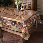 Clear Table Cover Protector Vinyl PVC Rectangle Table Cloth with Floral Fruit Pattern Oil Spill Proof Plastic Tablecloths for Dining Tables Parties Holidays (Floral Fruit, 55 x 84 Inches)