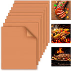 WIBIMEN Grill Mats for Outdoor Grill, Copper 9pcs Grill Mat, 100% Non-Stick PFOA Free 15.75 x 13", Heavy Duty, Reusable and Easy to Clean - Gas Charcoal & Electric BBQ