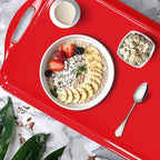 Extra Large Red/White Christmas Serving Tray with Handles, 19''x11.6'' Melamine Platters, Rectangular Trays for Serving Food, Turkey, Cookie, Cupcakes, Desserts, Dishwasher Safe, BPA-Free, Set of 2