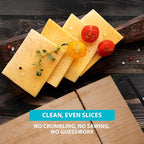 SlidingSusan Cheese Cutting Board - 11” Beech Wood with Black Stainless Steel Slicer - Charcuterie Block for Hard & Soft Cheeses, Butter, Meat – Heavy Duty Handheld Kitchen Tool