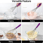 U-Taste Balloon Whisk for Cooking: 18/10 Stainless Steel Kitchen Wire Whisk, 12in Large Heavy Duty Egg Beater, Manual Mixing Tool with 12 High Flex Wires for Stirring, Blending Sauce (Purple)