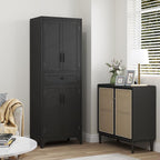 HOMCOM 67" Tall Freestanding Kitchen Pantry Cabinet, 4-Door Storage Cabinet with Drawer and Adjustable Shelves for Dining Room, Black