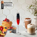 Zulay Kitchen Powerful Milk Frother Wand With 4 AA Duracell Batteries - Ultra Fast Handheld Drink Mixer - Electric Whisk Foam Maker for Coffee, Lattes, Cappuccino, Matcha & Creamer