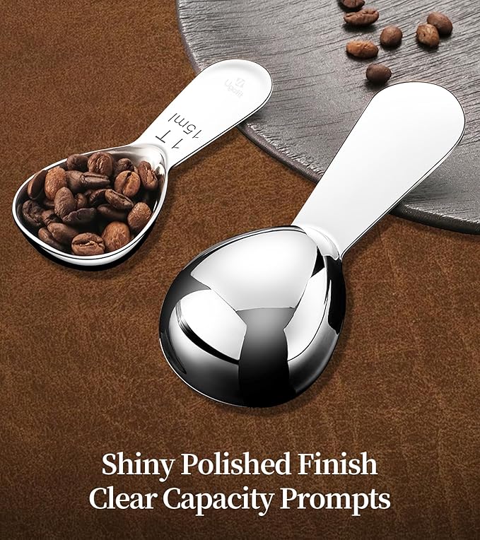 Coffee Scoop Set, 1 Tablespoon Measuring Scoop Heavy-Duty 304 Stainless Steel Short Handle for Coffee Canisters, Protein Powder & Tea (2 Pack)