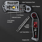 ThermoPro TP19 Waterproof Digital Meat Thermometer for Grilling with Ambidextrous Backlit & Thermocouple Instant Read Kitchen Cooking Food Thermometer for Candy Water Oil BBQ Grill Smoker