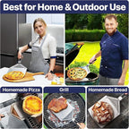 12" Pizza Making Kit (Set of 2) - 12" Pizza Cutter Rocker Knife with Blade Cover + 9.5" Stainless Steel Pizza Peel with Folding Handle- Ultimate Pizza Oven Accessories