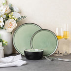 AmorArc Stoneware Dinnerware Sets,Round Reactive Glaze Plates and Bowls Set,Highly Chip and Crack Resistant | Dishwasher & Microwave Safe Dishes Set,Service for 4 (12pc)