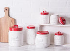 DII Kitchen Accessories Collection Ceramics, Jar Canister Set, Red, 3