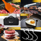 ROMANTICIST 132PC Professional Griddle Accessories Kit - Heavy Duty Stainless Steel Grill Spatula Set for Grill Griddle Hibachi Flat Top Outdoor Cooking - Great Grill Gift on Birthday Wedding