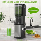 Cold Press Juicer – 6.5" Extra Large Feed Chute Fit Hands-Free Electric Masticating Juicer Machine, 350W Slow Masticating Juicer Machine for Whole Fruit and Vegetables – Easy Cleanup & Assembly
