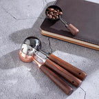 Vintage Coffee Measuring Spoon - 304 Stainless Steel, Coffee Scoop，10g Capacity, Walnut Handle - Perfect for Coffee, Tea, and More (Gunmetal (2 pcs))
