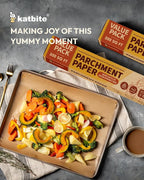 2 Value Pack 15in x 242ft, 300 Sq.Ft Unbleached Parchment Paper Roll for Baking, Katbite Parchment Baking Paper with Serrated Cutter, Non-stick Roll for Cooking, Air Fryer, Steaming, Bread