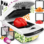 Fullstar The Original Pro Chopper - Vegetable Chopper and Spiralizer, Food Chopper with Container, Fruit Slicer, Kitchen Gadgets & Accessories, Home Essentials (2 in 1, White)