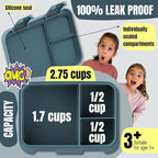 Kids Lunch Box with Compartments – Compact & Lightweight | Leak-Proof, BPA-Free, Dishwasher & Microwave Safe | Hand-Drawn Design for Preschool, School, Travel (Astro Bear Blue, 2.75 Cups)
