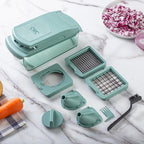 ook with Color Vegetable Chopper - Multifunctional 11 in 1 Vegetable Chopper with Container - Food Chopper to Dice, Chop, Slice, Julienne and Spiralize, Sage
