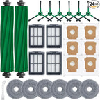 Plus 405 Combo Replacement Parts for Roomba Plus 405 Combo Plus 505 Combo Robot Vacuum Cleaner Parts with 2 Roller Brush, 4 HEAP, 6 Mops, 6 Dust Bags, 6 Side Brushes, 1 Clean Brush