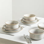 Stone Lain Slate 12-Piece Dinnerware Set Stoneware, Plates and Bowls Set, Dishwasher and Microwave Safe, Dish Set for 4, White