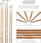 YOSUKATA Pre-Seasoned Wok Utensils Set - Blue Carbon Steel 17-inch Wok Spatula, Wok Ladle, 3 pairs Chopsticks - Durable Asian Cooking Tools