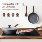 SENSARTE Nonstick Frying Pan Skillet, Swiss Granite Coating Omelette Pan, Healthy Stone Cookware Chef's Pan, PFOA Free (8/9.5/10/11/12.5 Inch) (9.5 Inch)