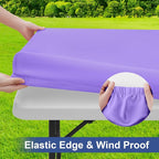 homing Rectangle Table Cloth Cover, Waterproof Polyester Elastic Fitted Tablecloth, Fits for 6 Foot Folding Tables, Washable Table Protector for Picnic, Camping, Outdoor (Lavender, 30" x 72")