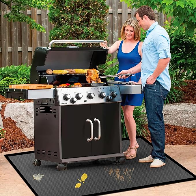 Under Grill Mat/Grill Mat for Deck, 4 Layers Under Grill Floor Mats to Protect Deck, BBQ Mat for Under BBQ Fireproof Mat Deck Patio Protect Mat Waterproof Oil-Proof Reusable-Custom Size