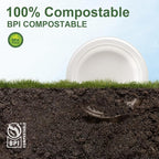 WELLIFE 7 Inch Paper Plates, 125-Pack Small Dessert Paper Plates Bulk, 100% Compostable Biodegradable Bagasse, Eco-Friendly Disposable Plate for Dessert,BBQ,Picnic,Party (BPI Certified,Microwaveable)