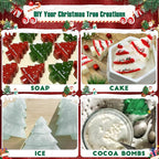 Christmas Tree Silicone Molds 2PCS for Soap Chocolate Candy Cake Cocoa Bomb Bath Bomb Ice Candle Food, 3D Xmas Themed Treat Baking & Freezing Tray BPA Free Food Grade Holiday Moulds