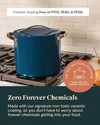 Caraway Stock Pot - 12 Qt Ceramic Coated Pot With Lid - Fee From Forever Chemicals - Large Pot for Bigger Batches - Black