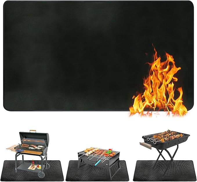 Ogrmar 65 x 48 Inch Under Grill Mats for Outdoor Grill, Indoor Fire Pit/Fireplace Mat, Waterproof Oil-Proof Grill Floor Pads, BBQ Mat Protector for Deck, Patio and Grass (65 * 48 Inch)